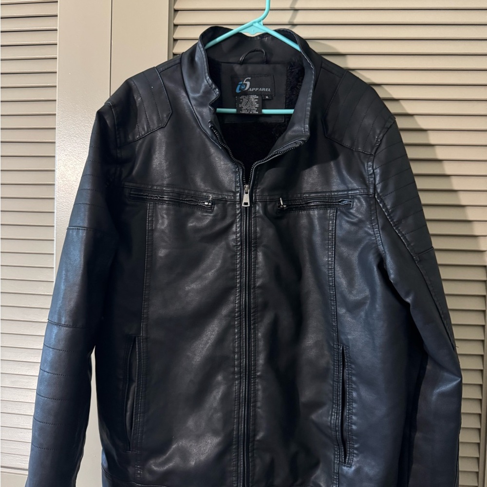 Men’s Faux Leather Moto Jacket – Size XL